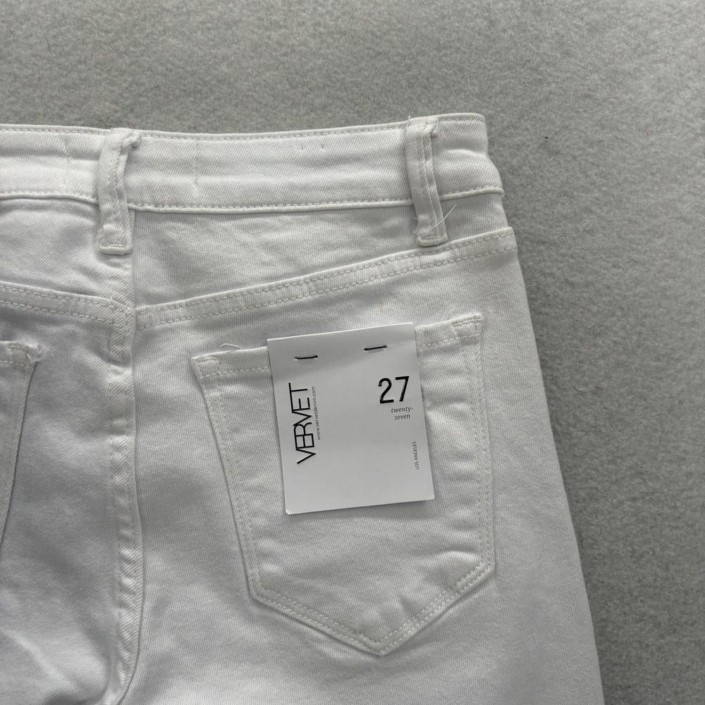 Vervet Skinny Jeans Womens 27 Mid Rise White Distressed Raw Hem Stretch Denim - Picture 12 of 15